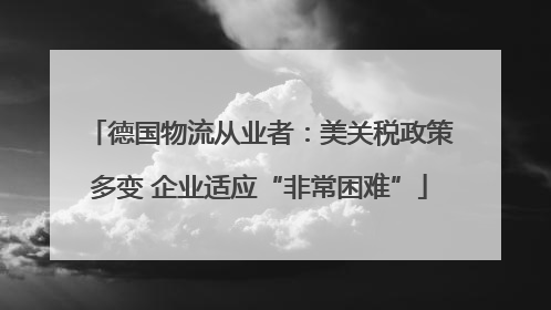 德国物流从业者：美关税政策多变 企业适应“非常困难”